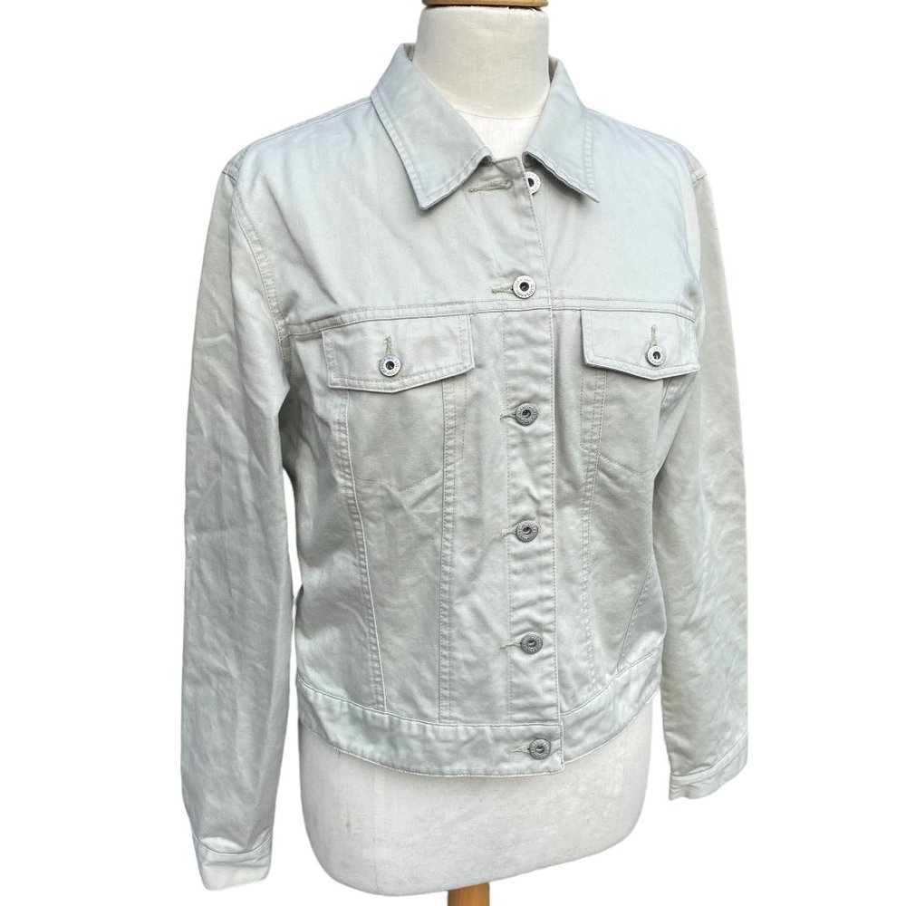 Vintage GAP Jean Jacket Beige Coastal Grandma Trucker Beige 90s Western Preppy-L